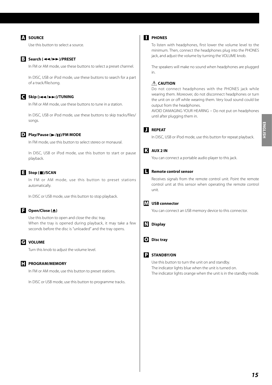 Identifying the parts (remote control unit) | Teac DR H338i User Manual | Page 15 / 148