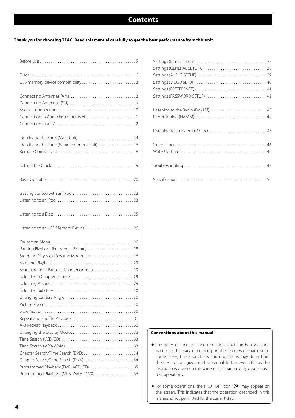 Teac DR H338i User Manual | Page 4 / 148