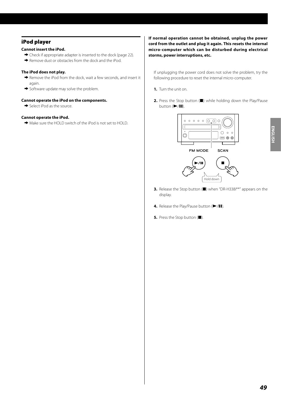 Ipod player | Teac DR H338i User Manual | Page 49 / 148