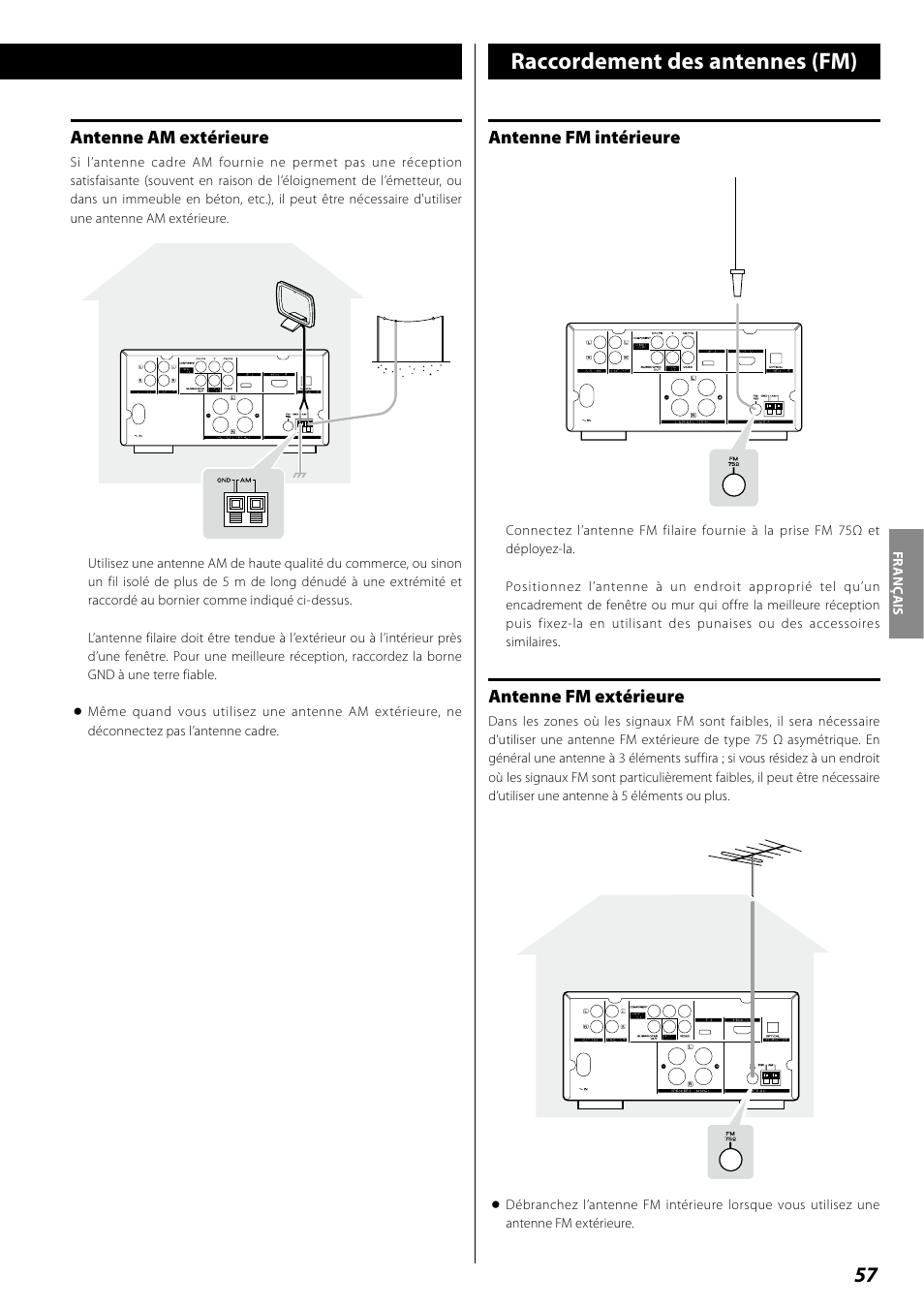 Raccordement des antennes (fm) | Teac DR H338i User Manual | Page 57 / 148