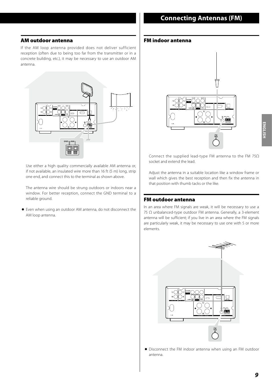 Connecting antennas (fm) | Teac DR H338i User Manual | Page 9 / 148