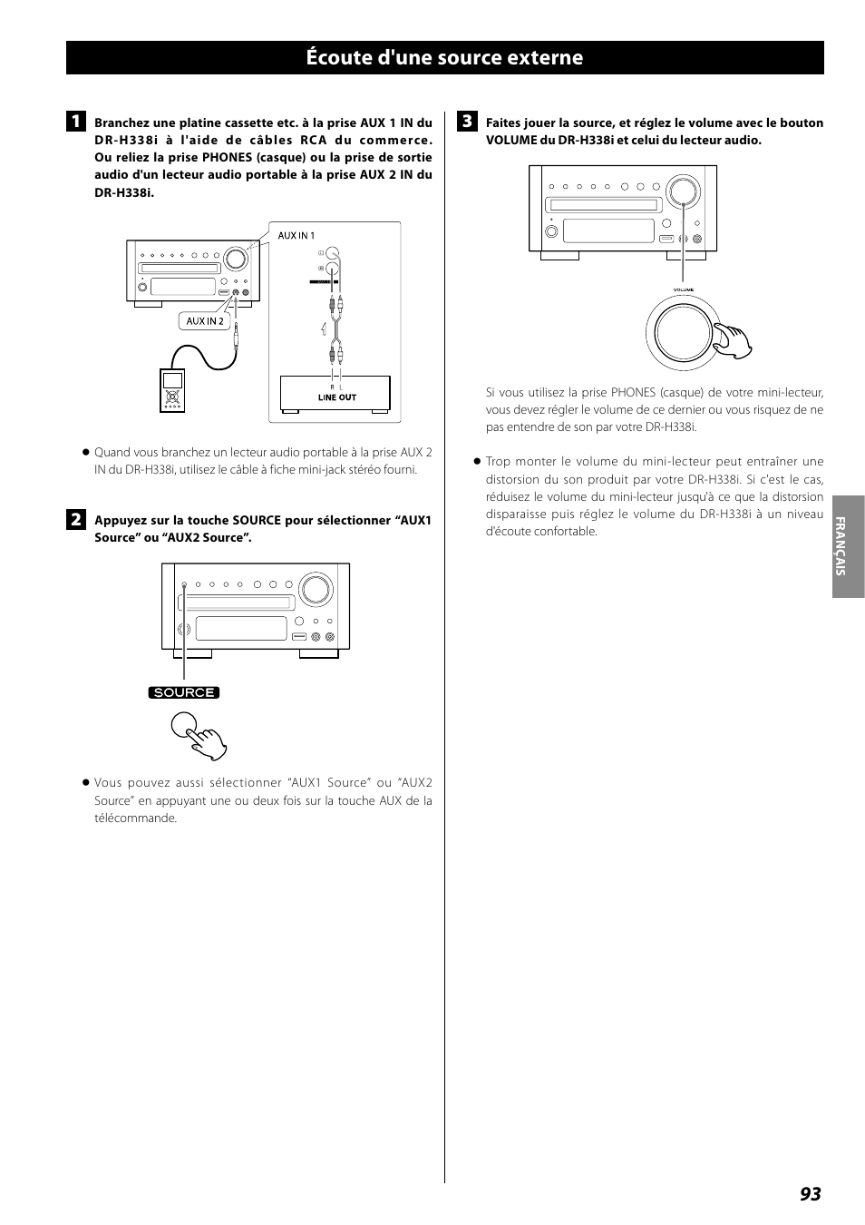 Écoute d'une source externe | Teac DR H338i User Manual | Page 93 / 148