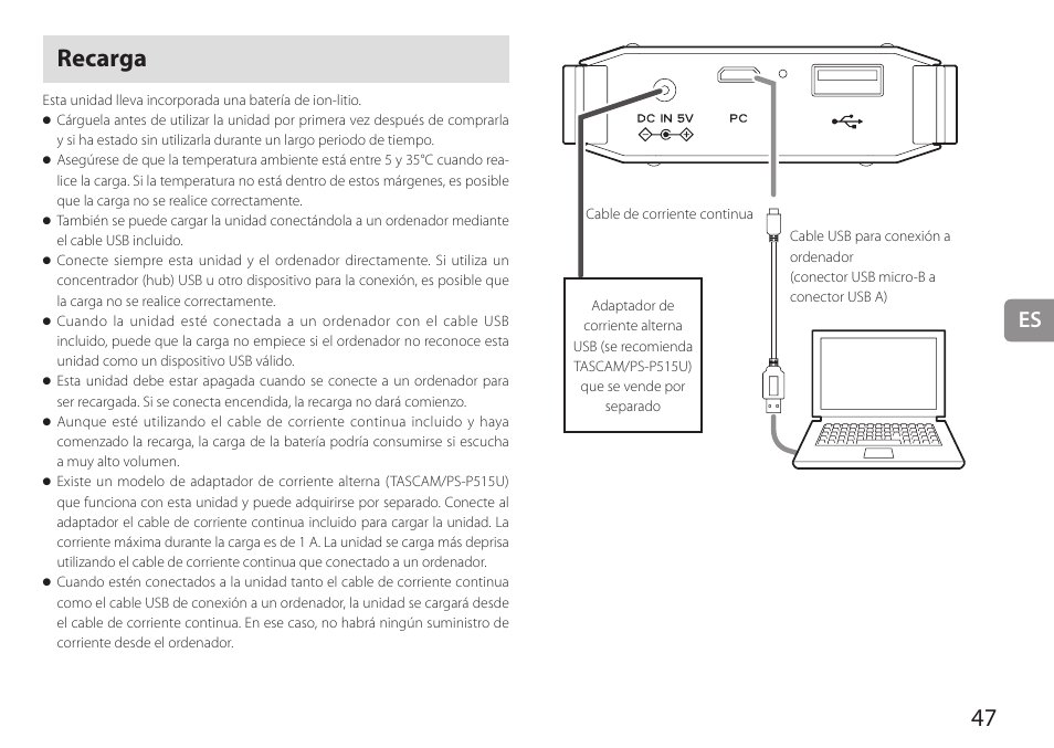 Recarga | Teac HA-P90SD User Manual | Page 47 / 60