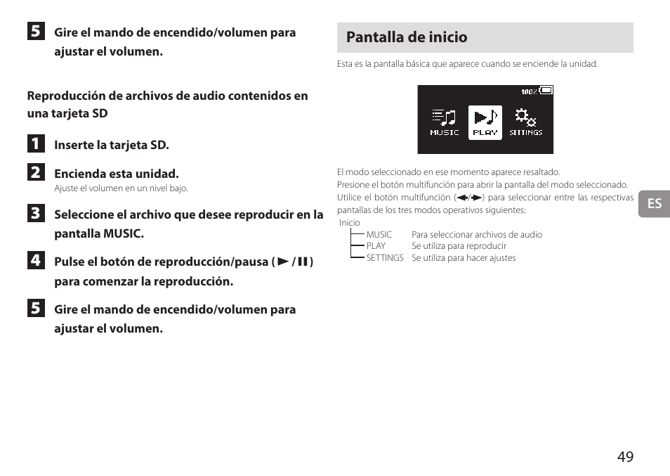 Pantalla de inicio | Teac HA-P90SD User Manual | Page 49 / 60