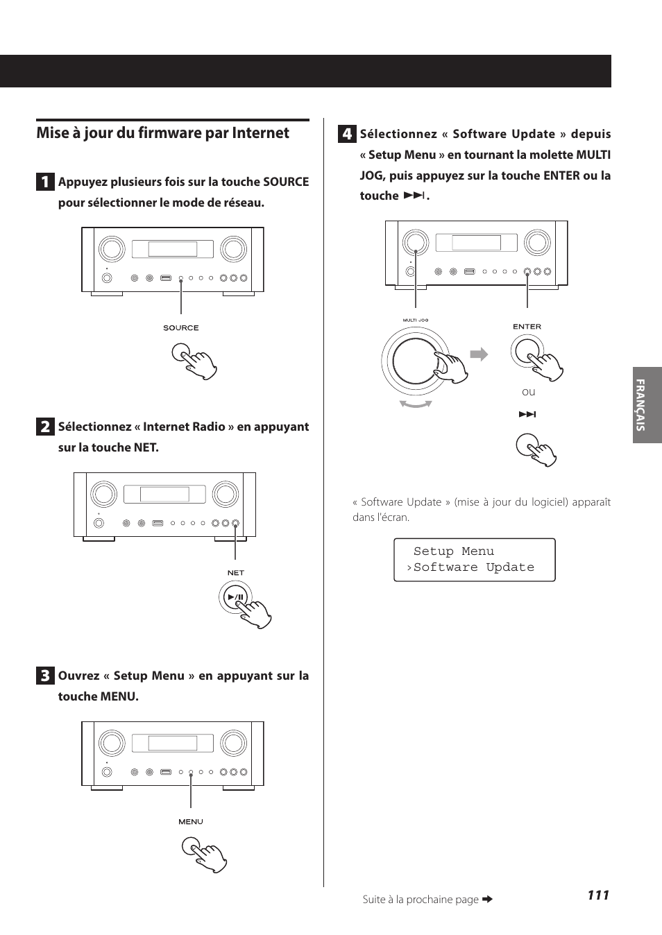 Mise à jour du firmware par internet 1 | Teac NP-H750 User Manual | Page 111 / 176