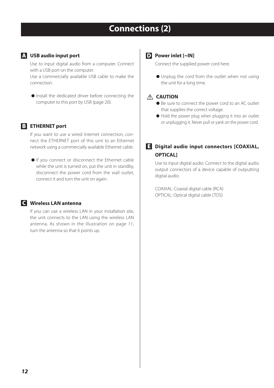 Connections (2) | Teac NP-H750 User Manual | Page 12 / 176