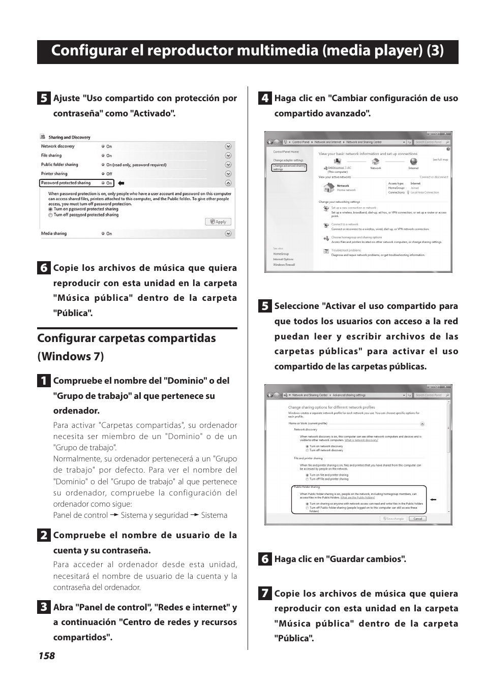 Configurar carpetas compartidas (windows 7) 1 | Teac NP-H750 User Manual | Page 158 / 176