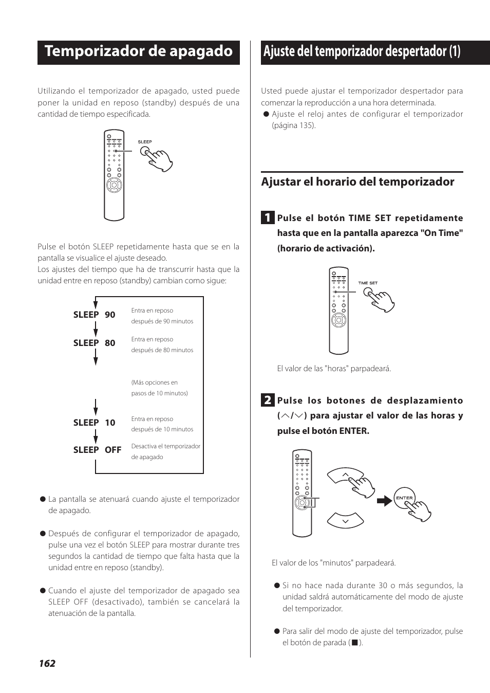 Temporizador de apagado, Ajuste del temporizador despertador, Ajuste del temporizador despertador (1) | Ajustar el horario del temporizador 1 | Teac NP-H750 User Manual | Page 162 / 176