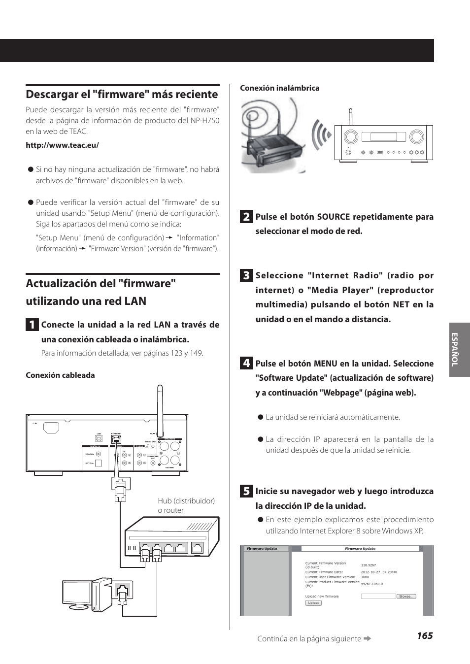 Descargar el "firmware" más reciente | Teac NP-H750 User Manual | Page 165 / 176