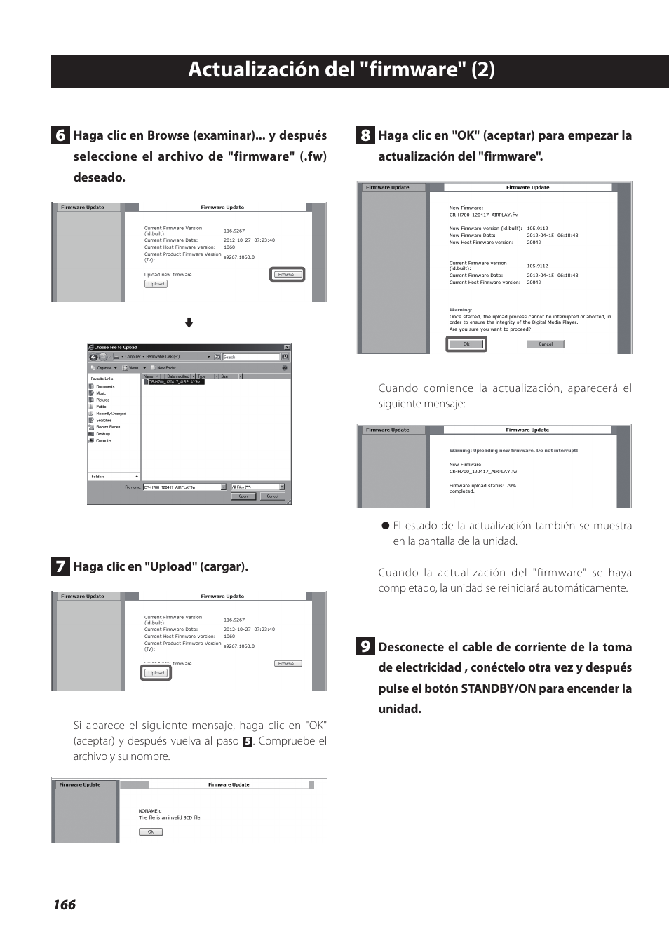 Actualización del "firmware" (2) | Teac NP-H750 User Manual | Page 166 / 176