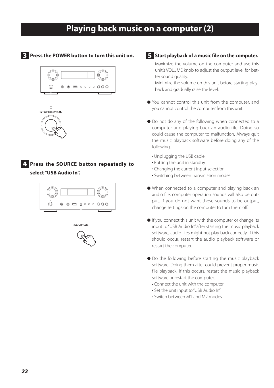 Playing back music on a computer (2) | Teac NP-H750 User Manual | Page 22 / 176