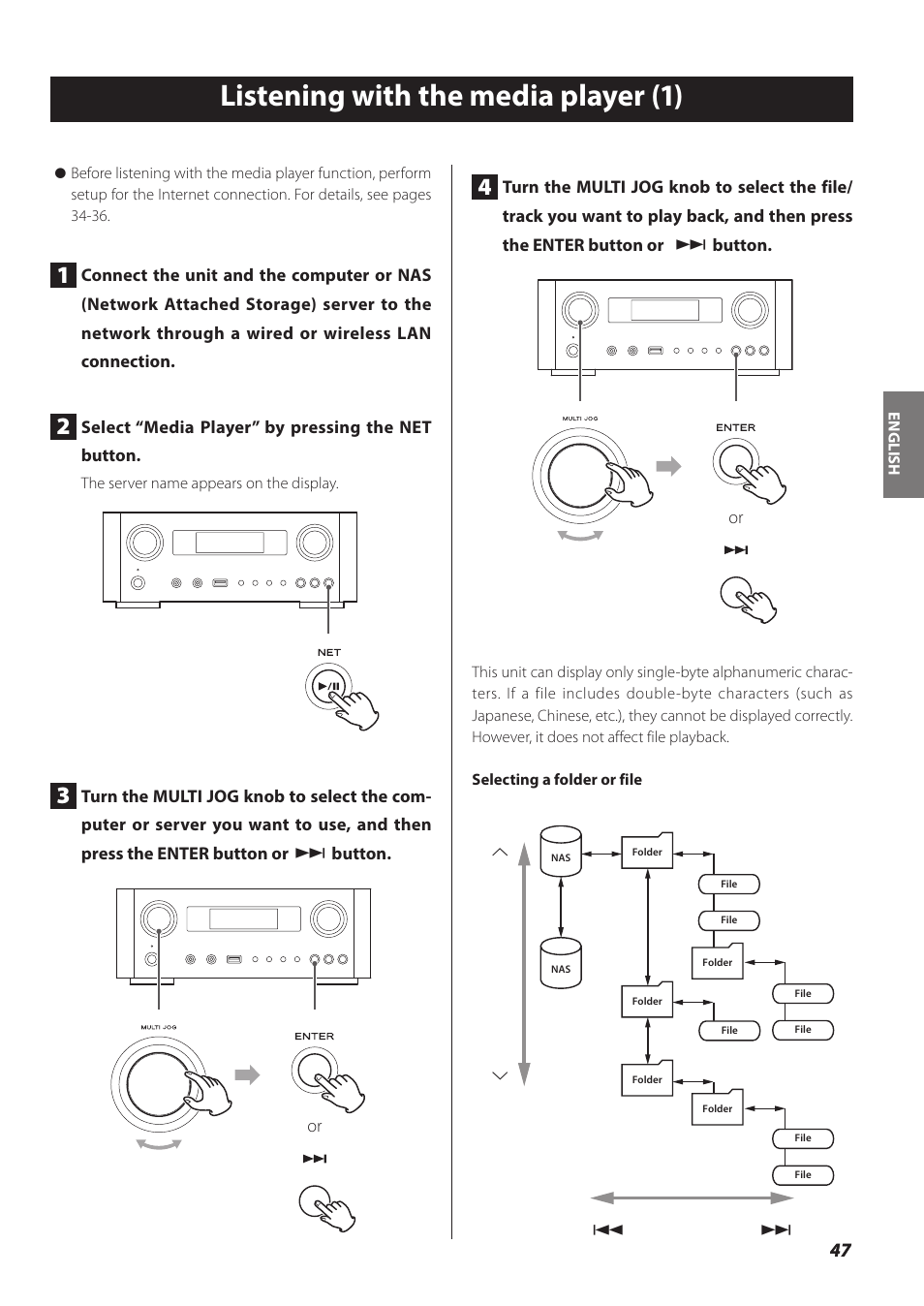 Listening with the media player, Listening with the media player (1) | Teac NP-H750 User Manual | Page 47 / 176