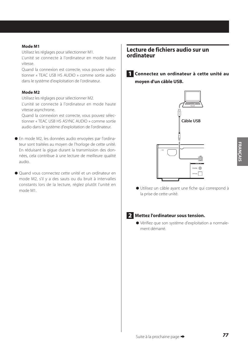 Lecture de fichiers audio sur un ordinateur 1 | Teac NP-H750 User Manual | Page 77 / 176