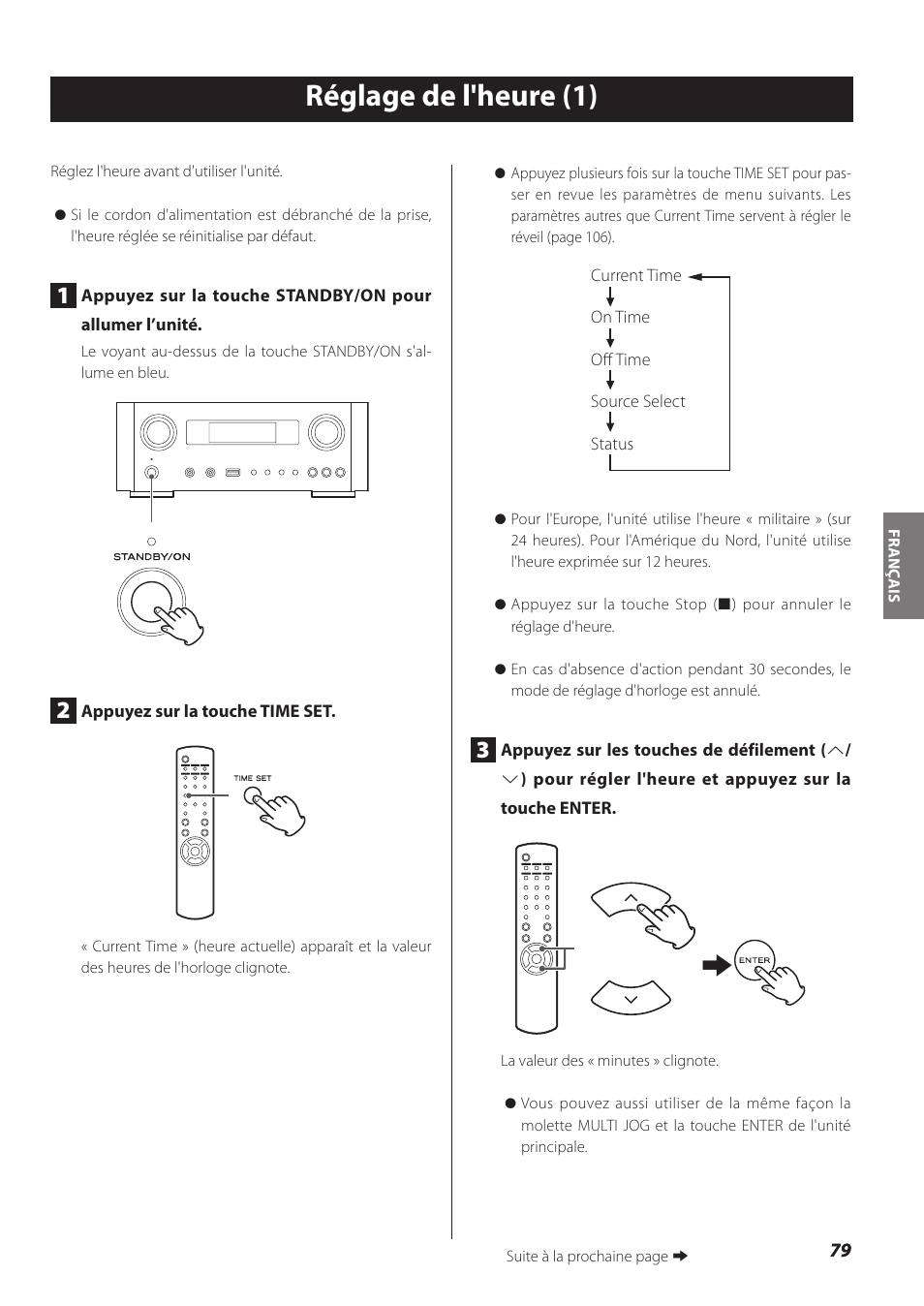 Réglage de l'heure, Réglage de l'heure (1) | Teac NP-H750 User Manual | Page 79 / 176