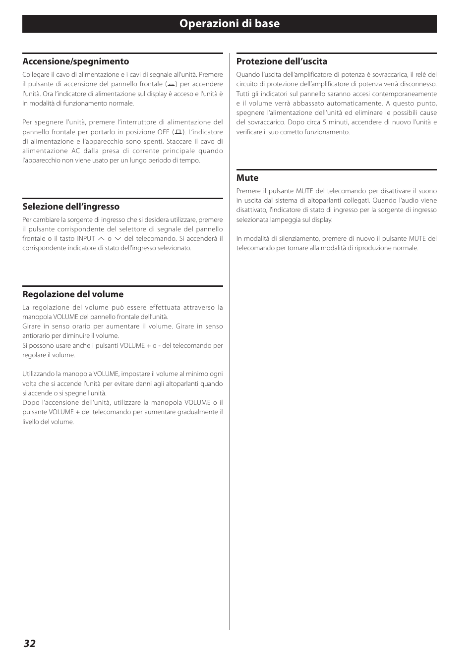 Operazioni di base | Teac AI-1000 User Manual | Page 32 / 40