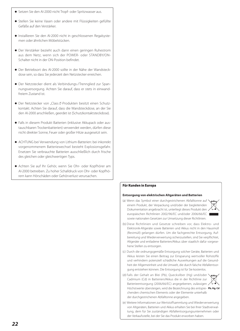 Deutsch | Teac AI-2000 User Manual | Page 22 / 36