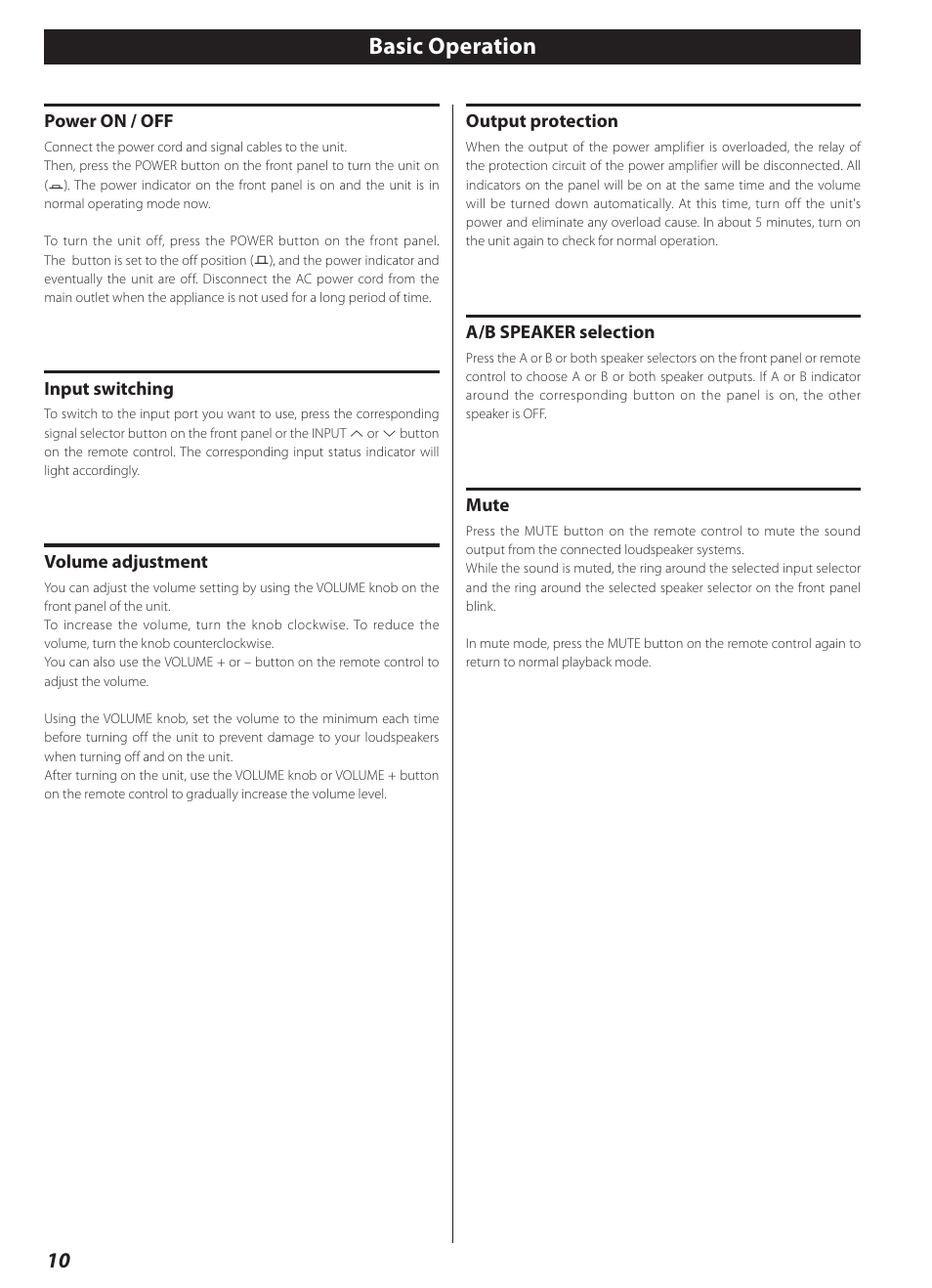 Basic operation | Teac AI-3000 User Manual | Page 10 / 52