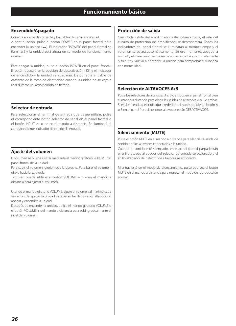 Funcionamiento básico | Teac AI-3000 User Manual | Page 26 / 52