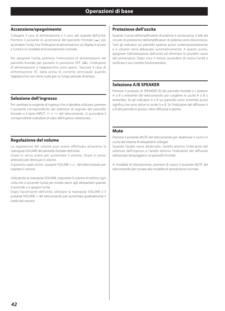 Operazioni di base | Teac AI-3000 User Manual | Page 42 / 52