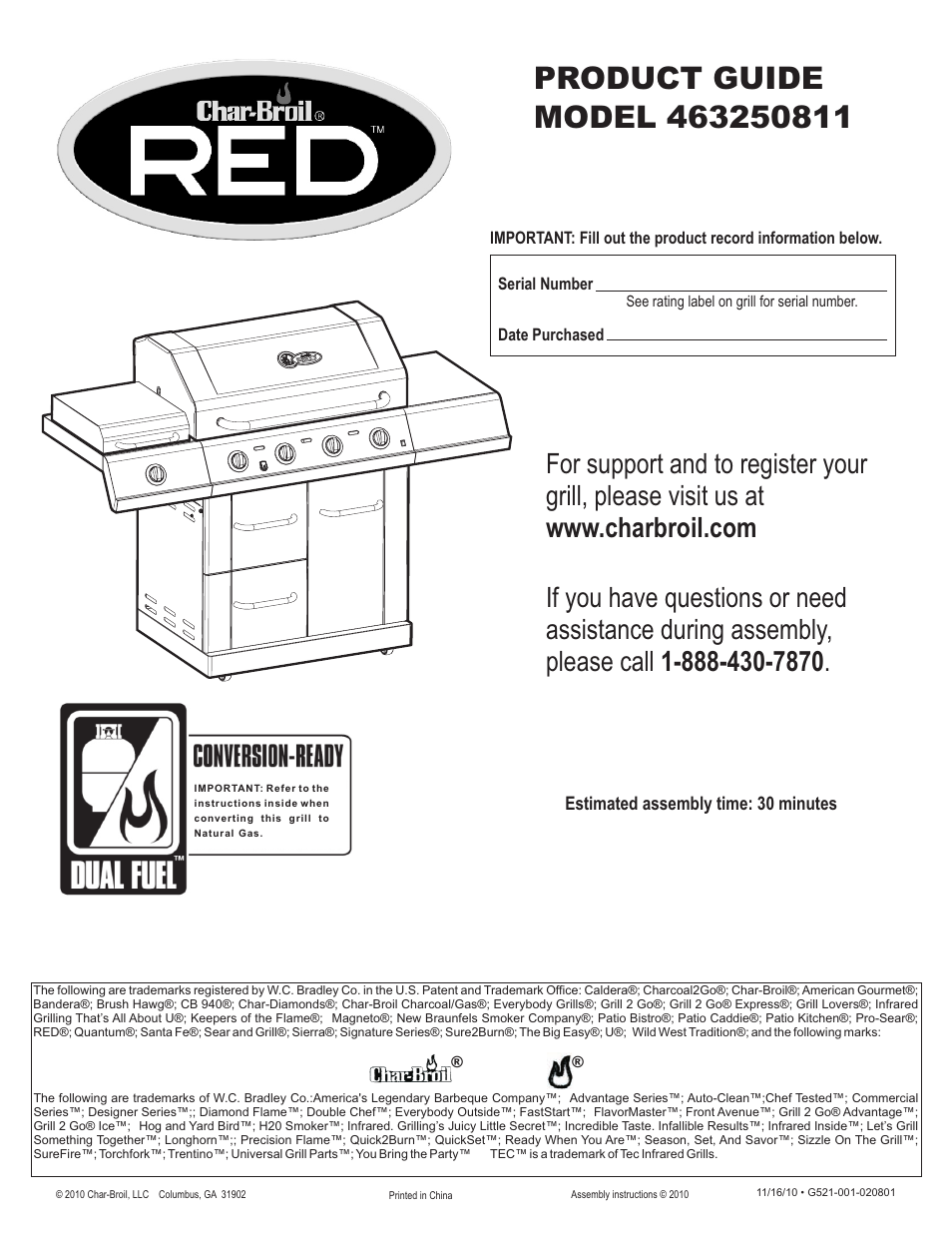 Char-Broil RED 463250811 User Manual | 44 pages