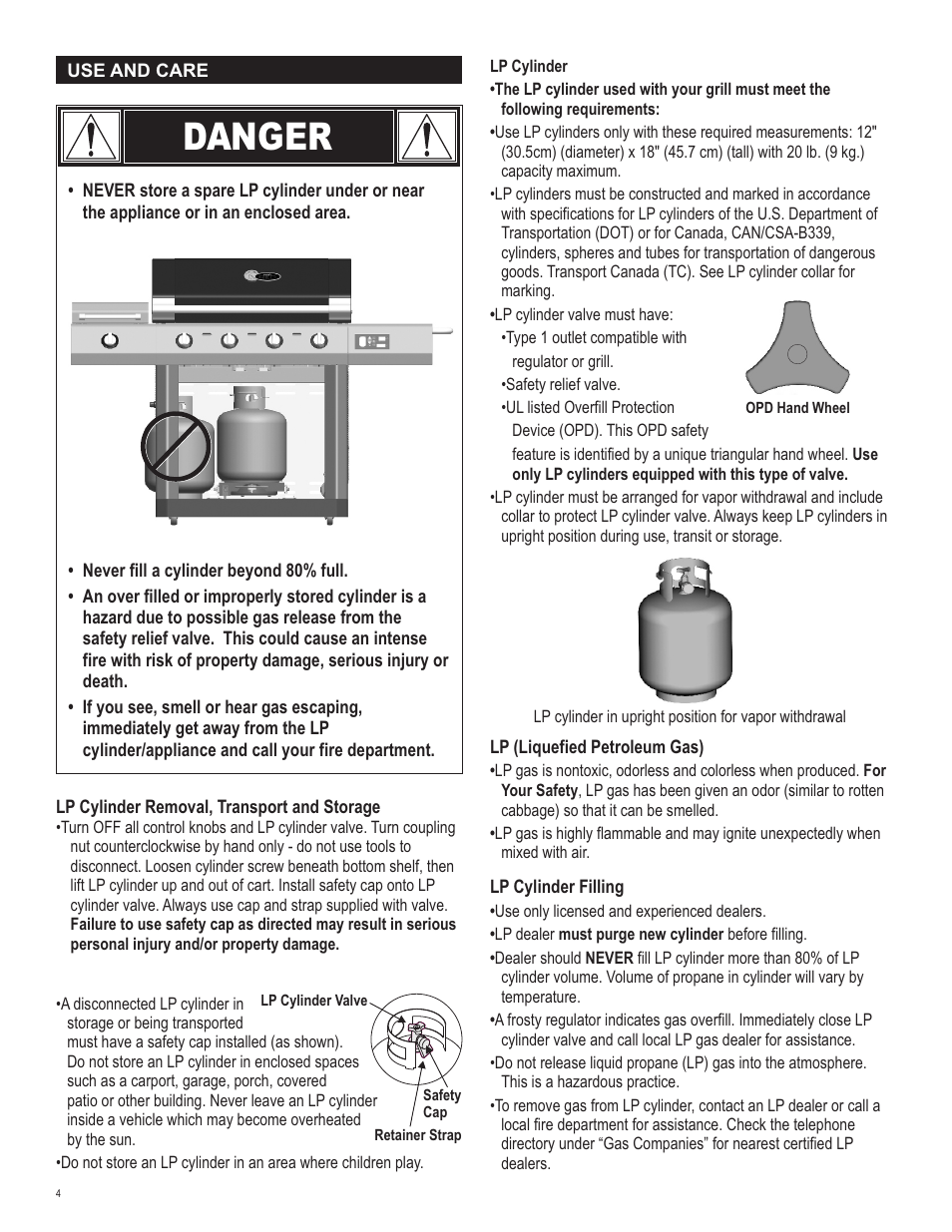 Danger | Char-Broil RED 463250811 User Manual | Page 4 / 44