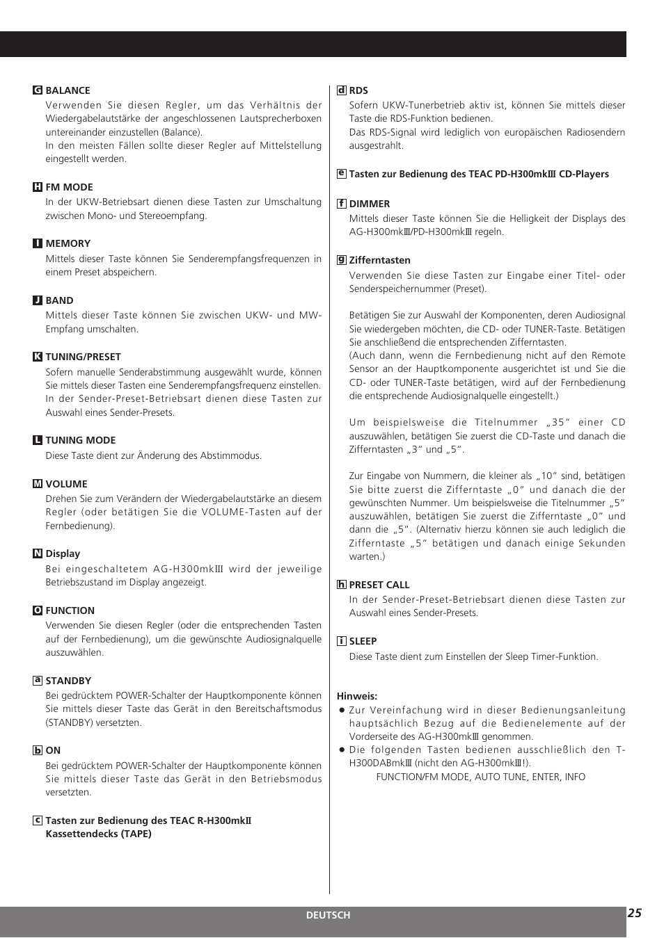 Teac AG-H300MKIII User Manual | Page 25 / 60