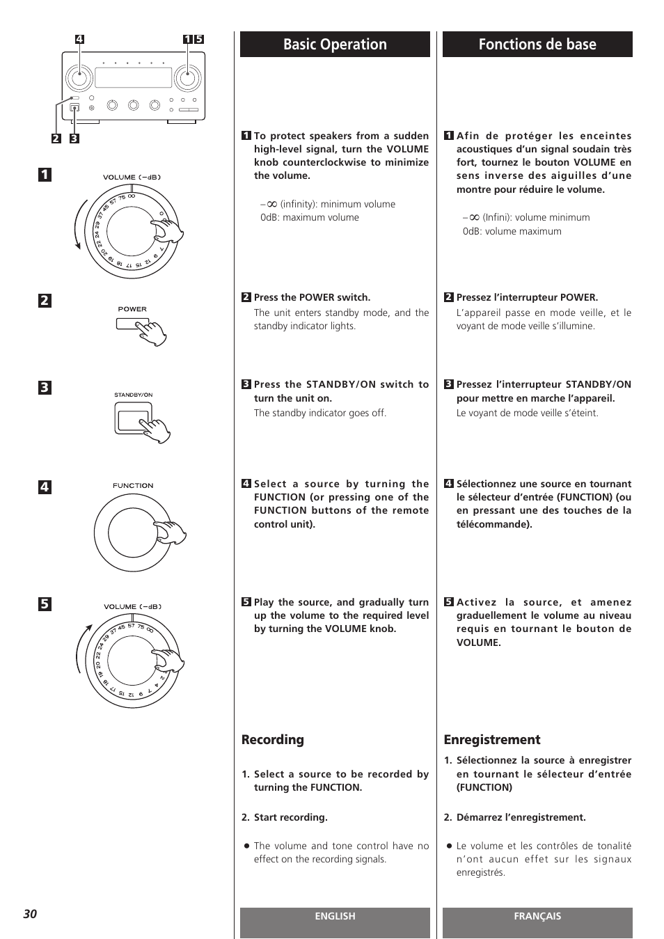 Basic operation, Fonctions de base, 54 3 2 recording | Enregistrement | Teac AG-H300MKIII User Manual | Page 30 / 60