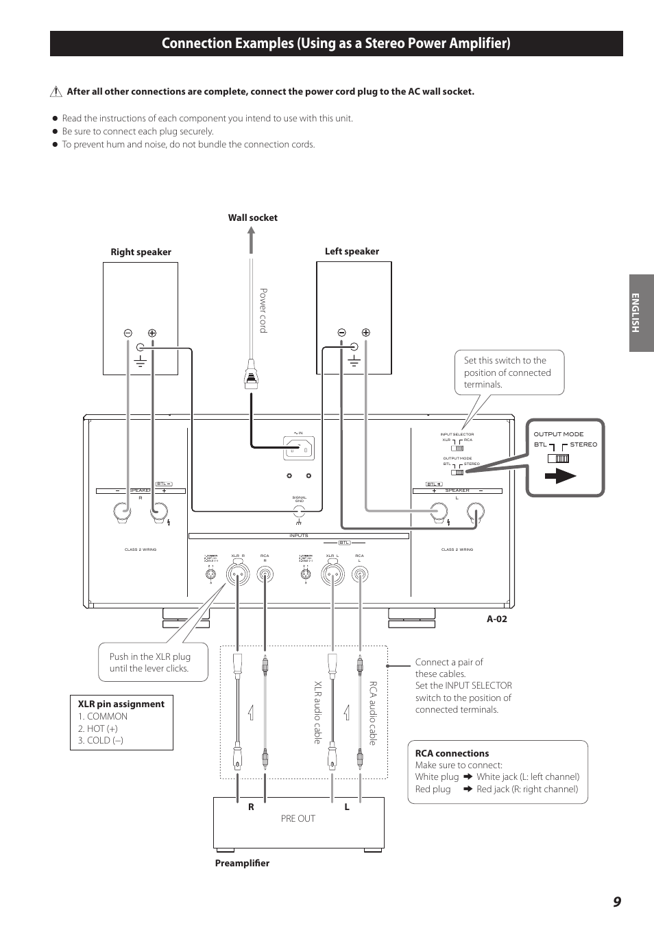 En g lis h | Teac A-02 User Manual | Page 9 / 36