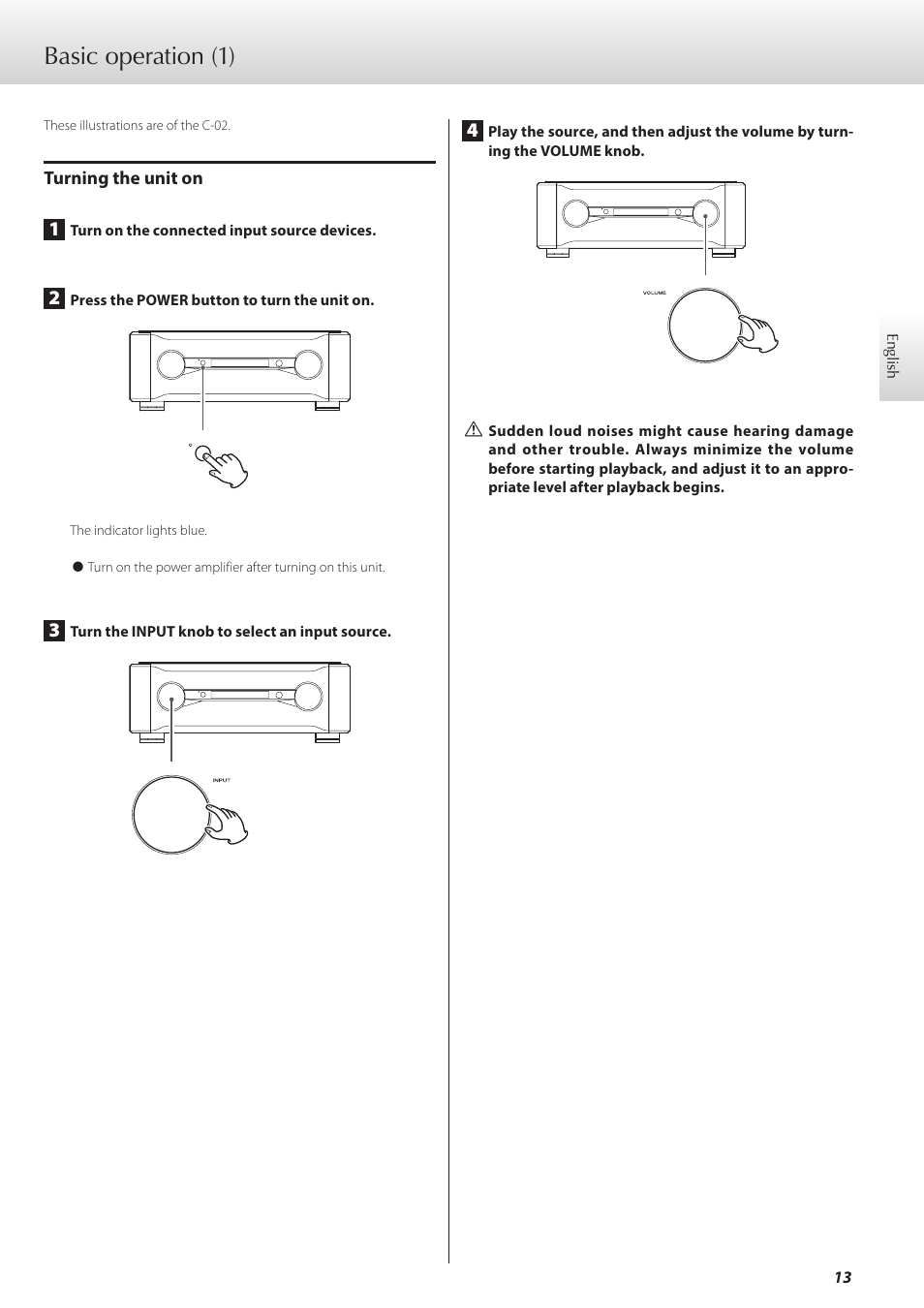 Basic operation, Basic operation (1) | Teac C-02 User Manual | Page 13 / 68