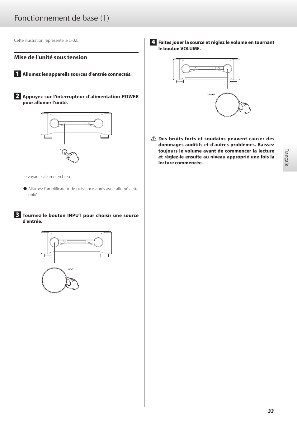Fonctionnement de base, 33 et, Fonctionnement de base (1) | Teac C-02 User Manual | Page 33 / 68