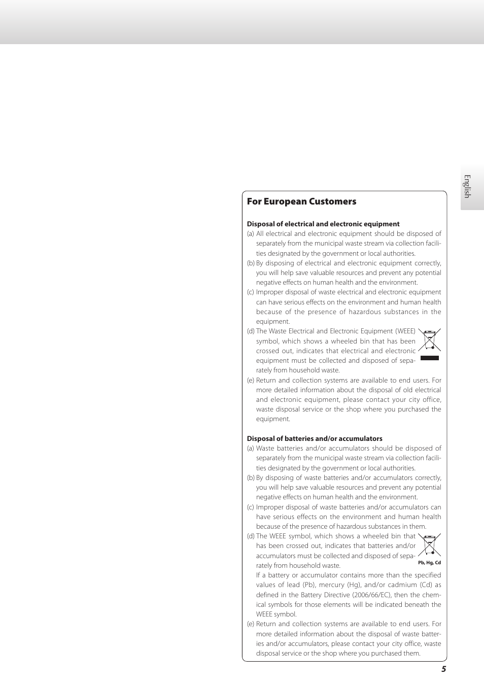 English, For european customers | Teac C-02 User Manual | Page 5 / 68