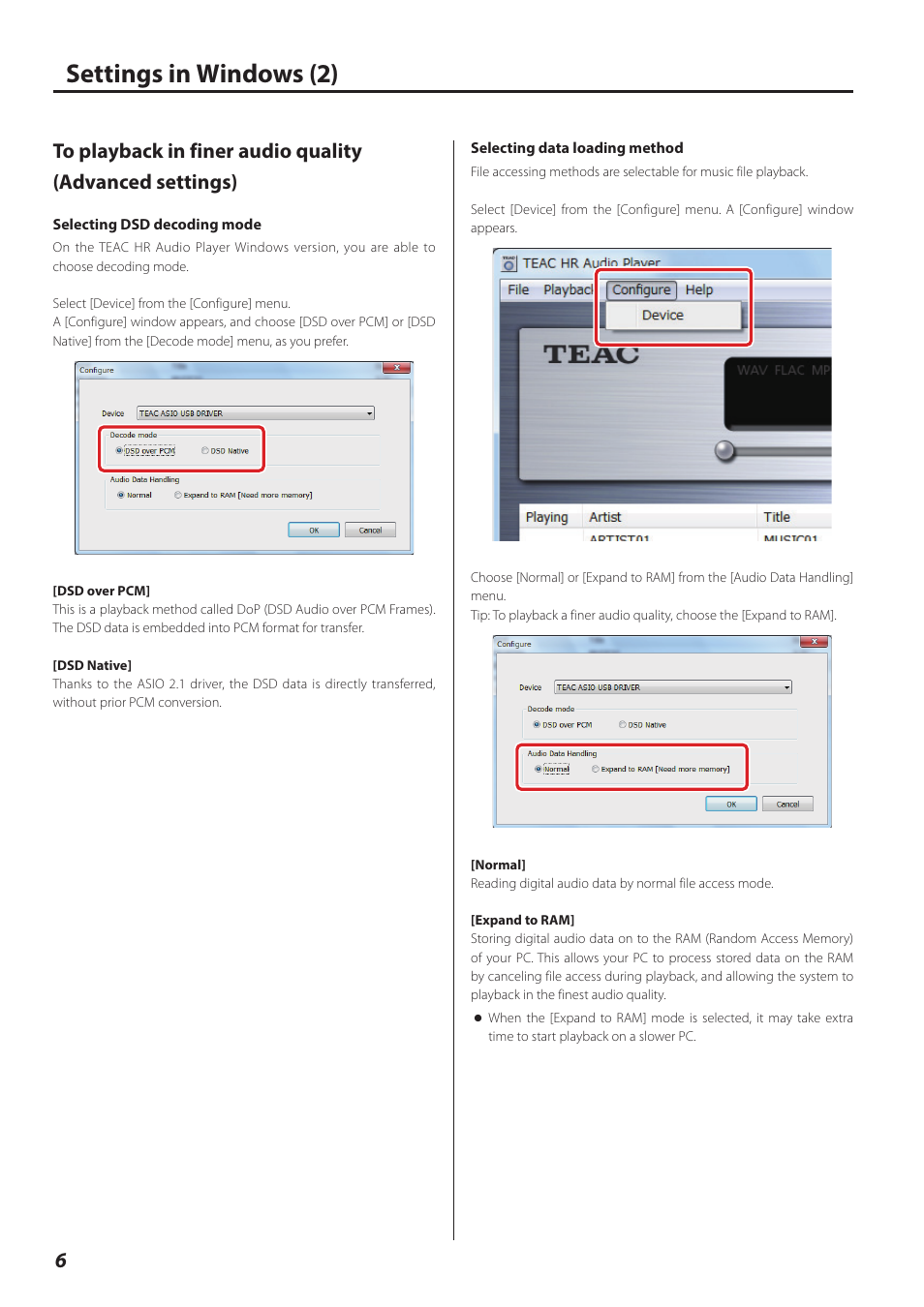 Settings in windows (2) | Teac HR V.2 User Manual | Page 6 / 12