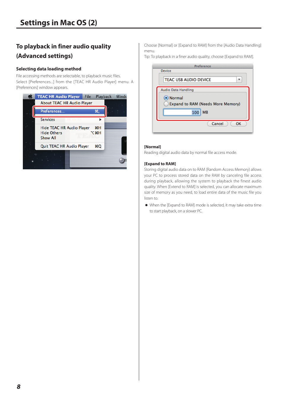 Settings in mac os (2) | Teac HR V.2 User Manual | Page 8 / 12