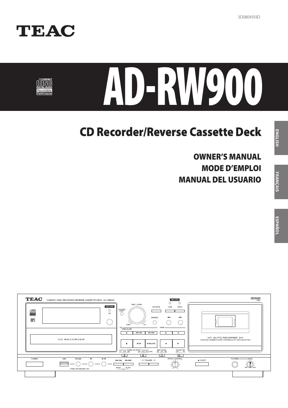 Teac AD-RW900-B User Manual | 148 pages