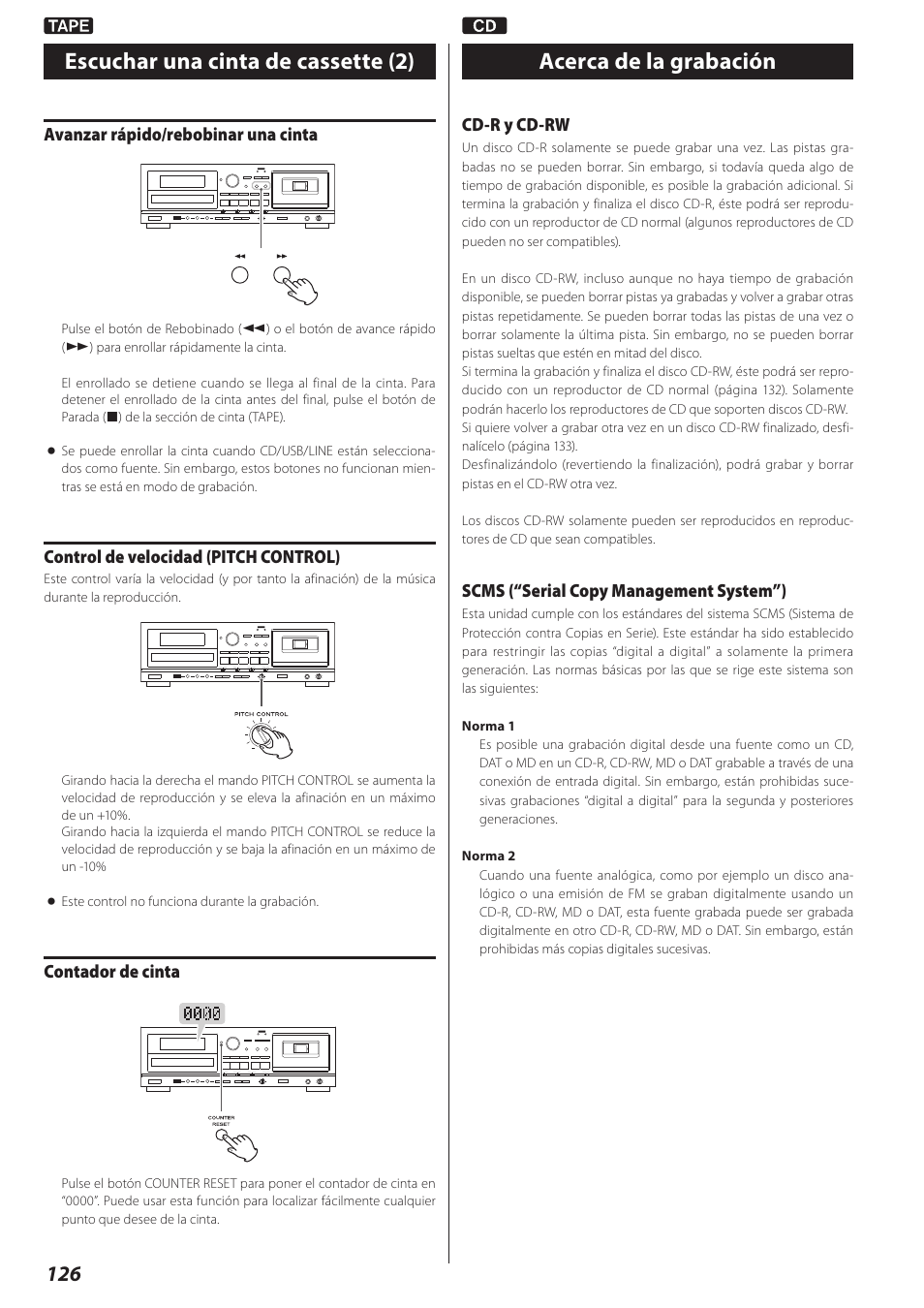 Acerca de la grabación | Teac AD-RW900-B User Manual | Page 126 / 148