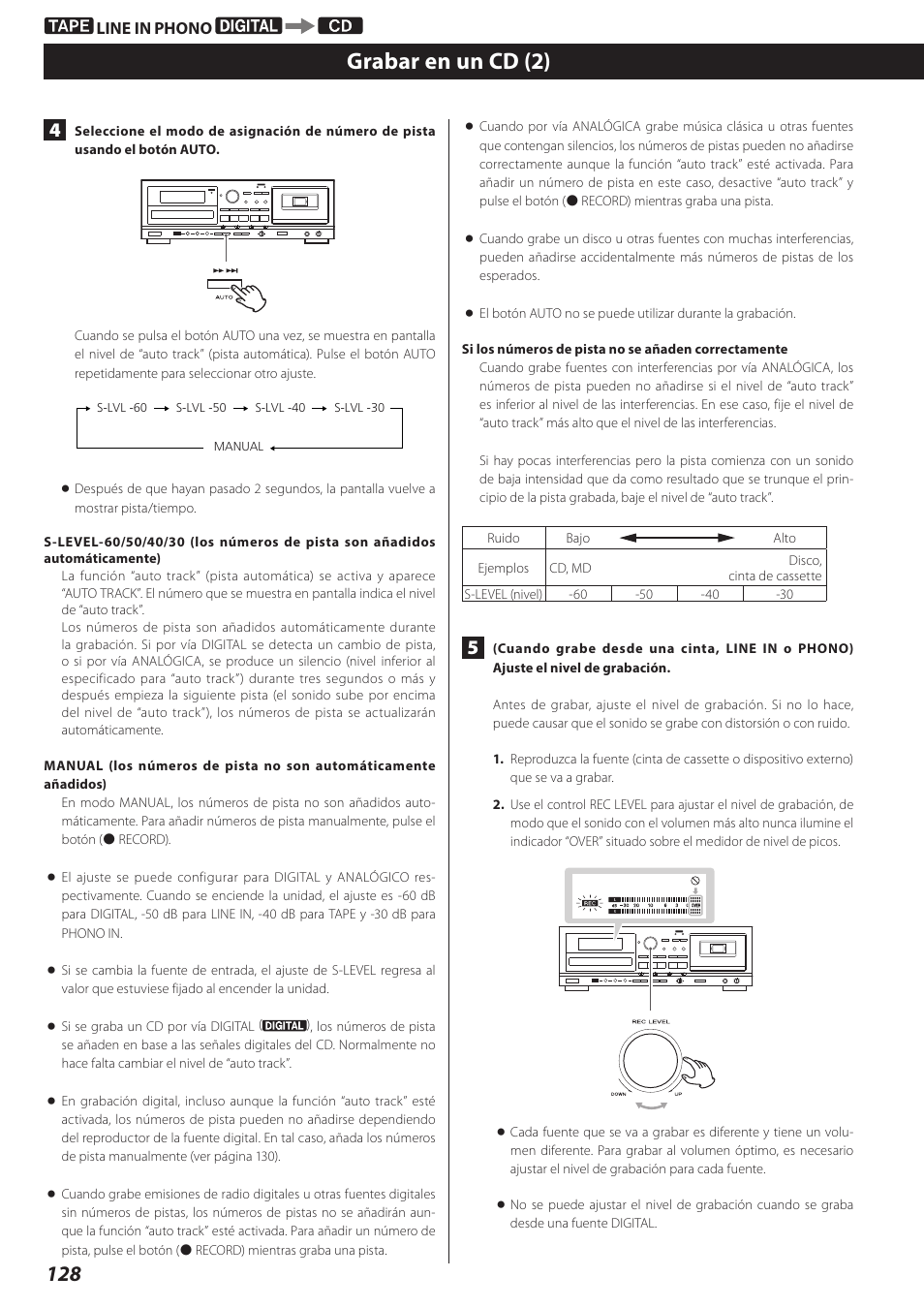 Grabar en un cd (2) | Teac AD-RW900-B User Manual | Page 128 / 148