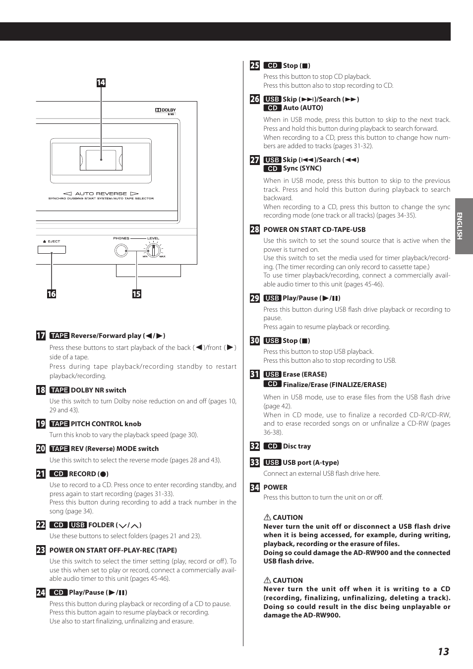 Teac AD-RW900-B User Manual | Page 13 / 148