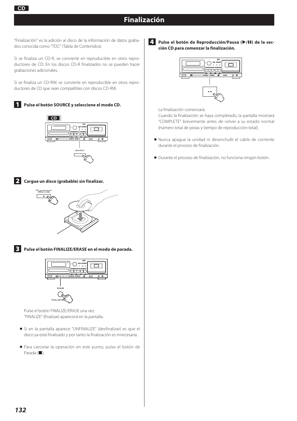 Finalización | Teac AD-RW900-B User Manual | Page 132 / 148