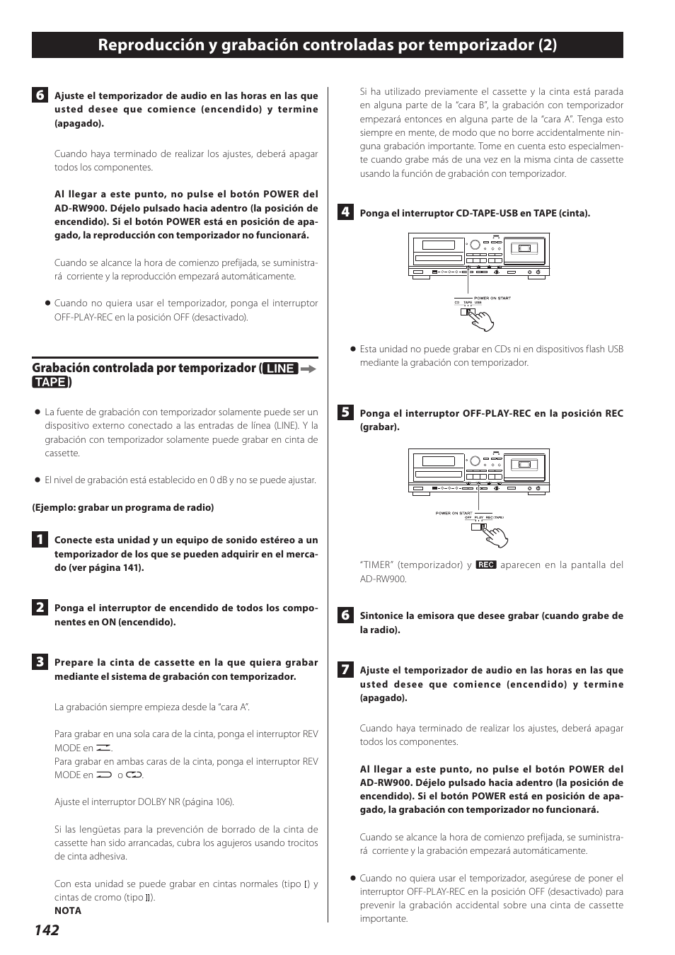 Grabación controlada por temporizador | Teac AD-RW900-B User Manual | Page 142 / 148