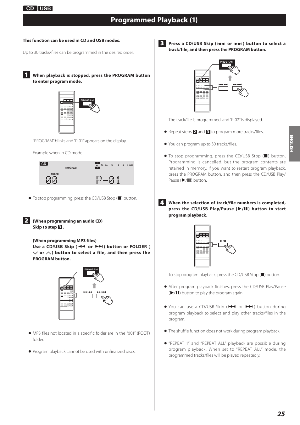 Programmed playback, Programmed playback (1) | Teac AD-RW900-B User Manual | Page 25 / 148