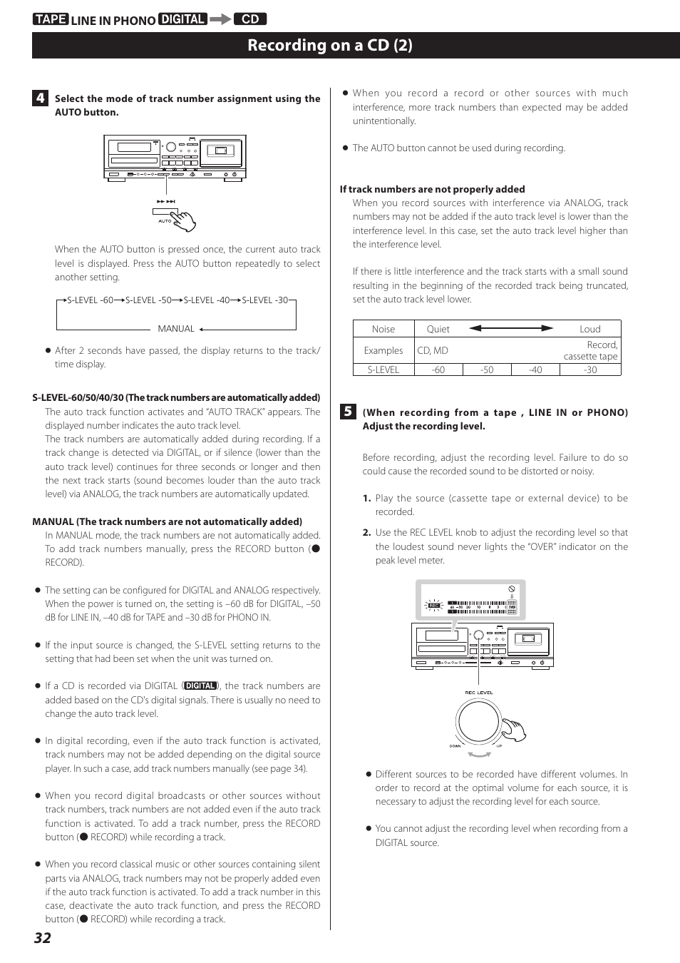 Recording on a cd (2) | Teac AD-RW900-B User Manual | Page 32 / 148