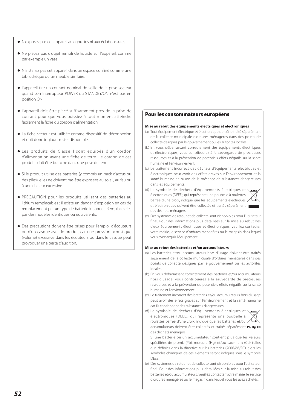 Français, Pour les consommateurs européens | Teac AD-RW900-B User Manual | Page 52 / 148