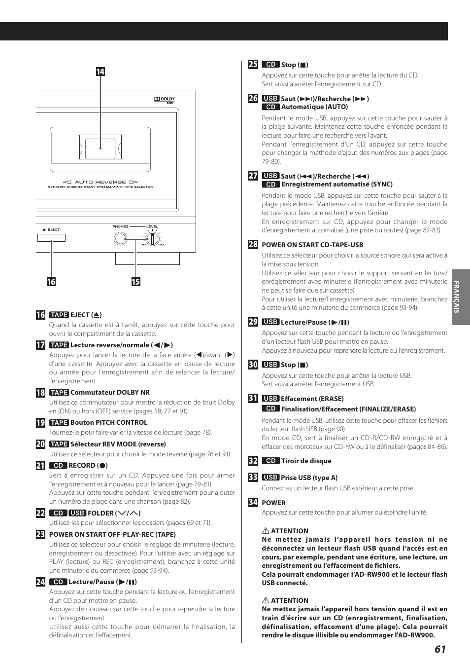 Teac AD-RW900-B User Manual | Page 61 / 148