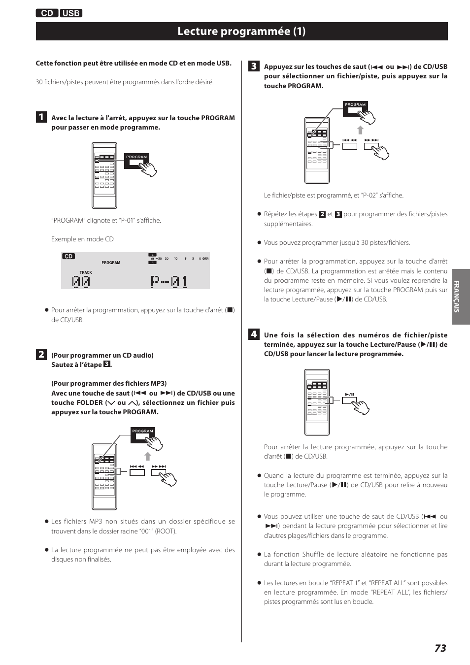 Lecture programmée, Lecture programmée (1) | Teac AD-RW900-B User Manual | Page 73 / 148