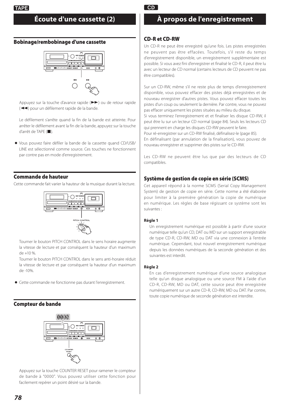 À propos de l'enregistrement | Teac AD-RW900-B User Manual | Page 78 / 148