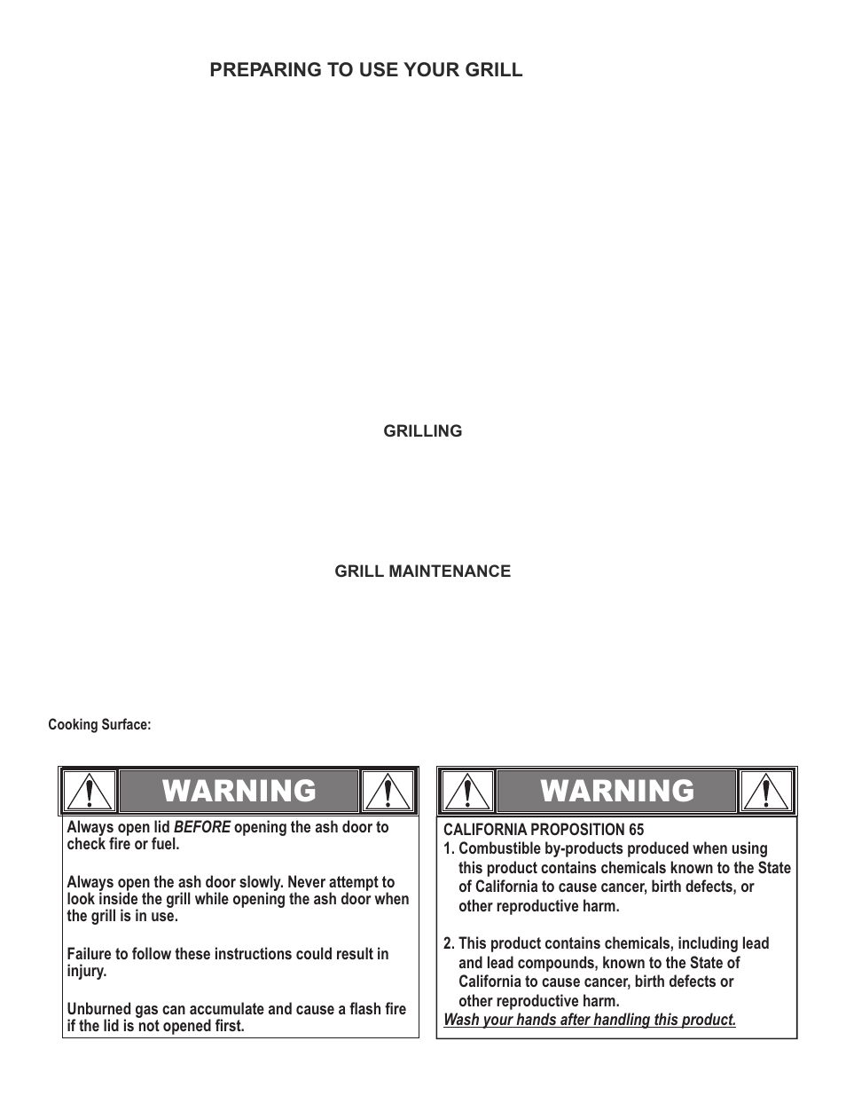 Warning | Char-Broil 8301390 User Manual | Page 3 / 20