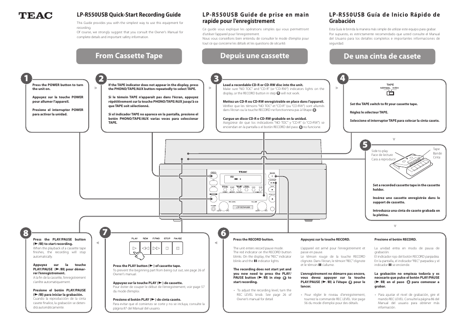 Teac LP-R550USB Quick Start User Manual | Page 2 / 2