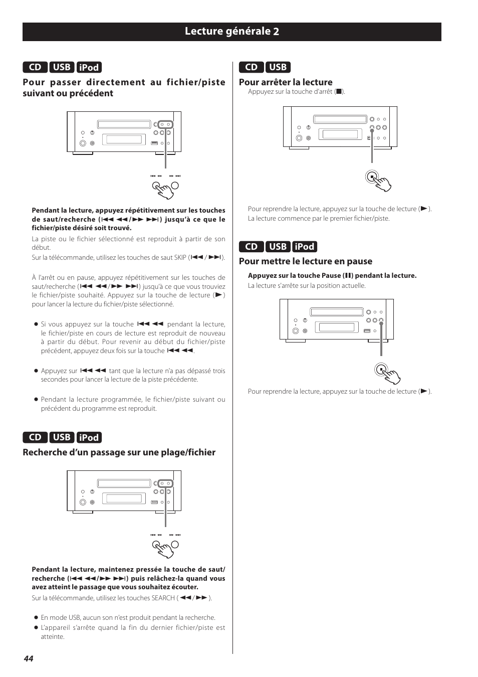 Lecture générale 2 | Teac CD-H750 User Manual | Page 44 / 84