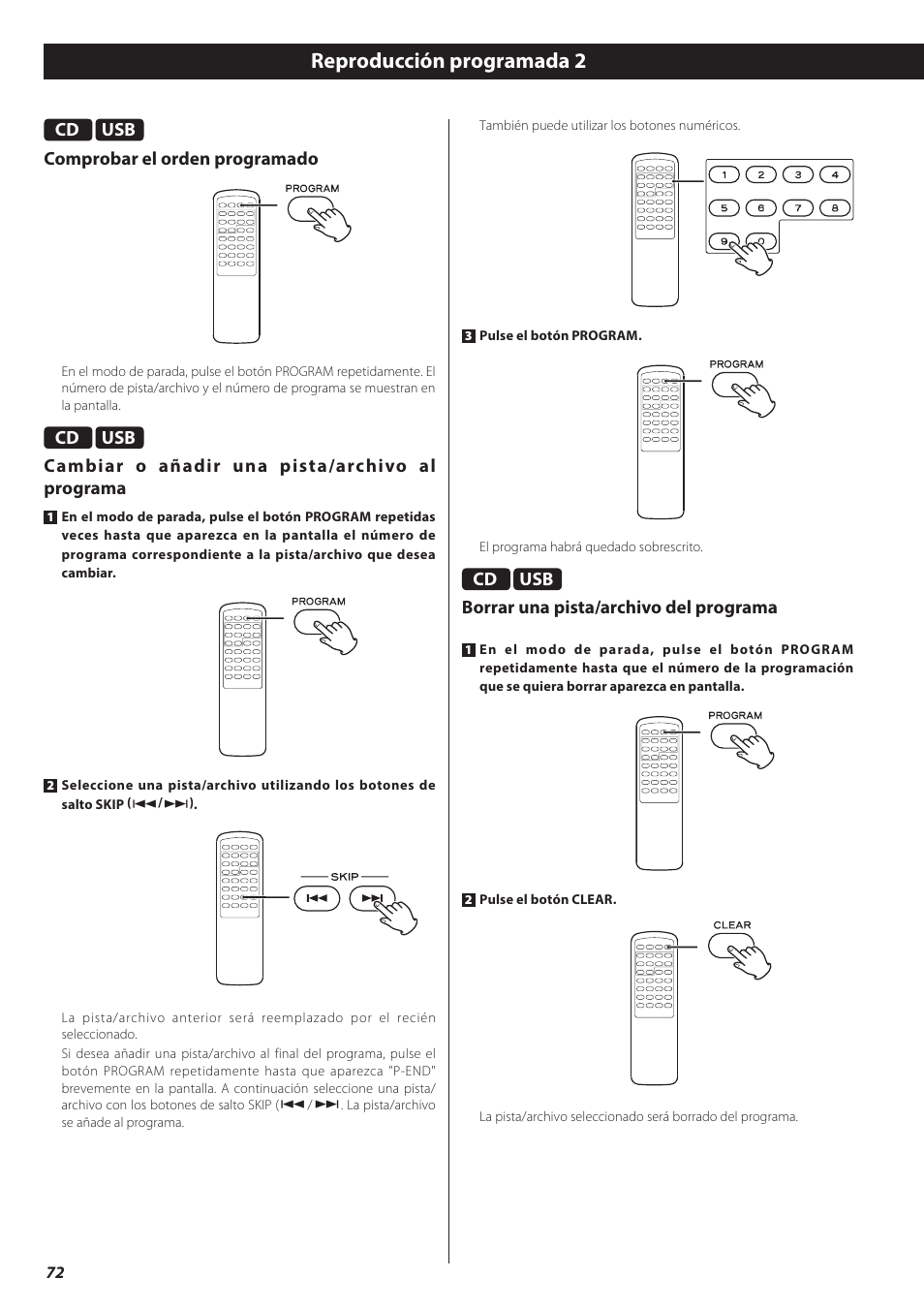 Reproducción programada 2 | Teac CD-H750 User Manual | Page 72 / 84