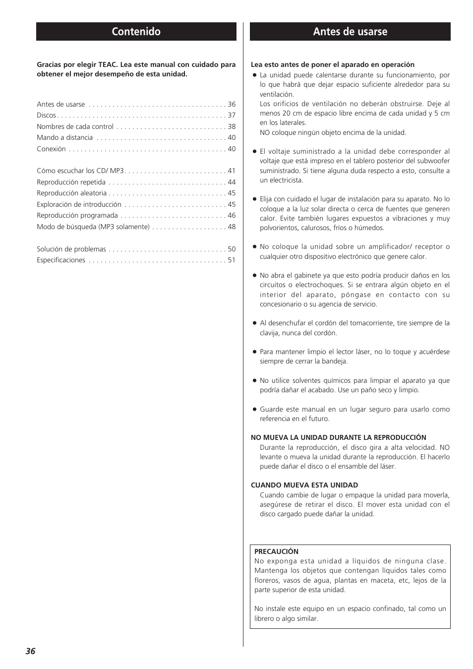 Teac CD-P1260 User Manual | Page 36 / 52